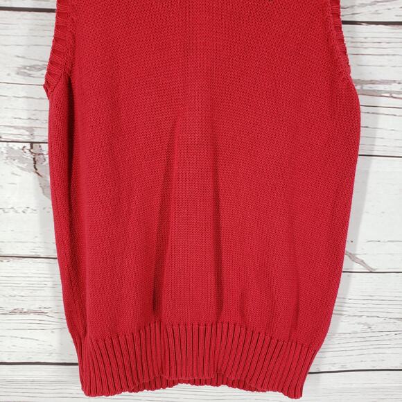 Ralph Lauren Red Knit 100%Cotton Golf Sweater Vest Size Large - Picture 3 of 12